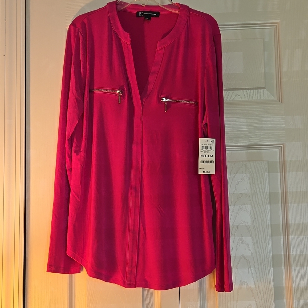 Women's Pink Zip-Detail Top